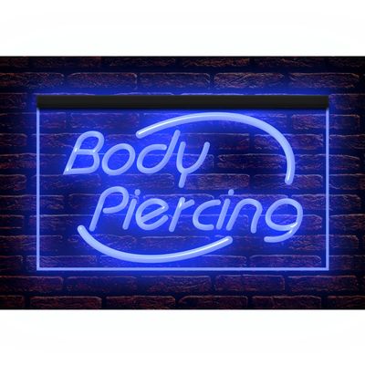 100018 Body Piercing Tattoo Shop Center Home Decor Display LED Light Neon Sign (16" X 12", Blue)