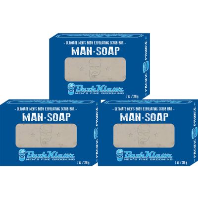 BushKlawz PACIFIC PRINCE BIG BRICK Exfoliating MAN SOAP - Deep Clean Your Skin, Remove Dead Cells, and Moisturize with Natural Oils - 200g / 3 Pack