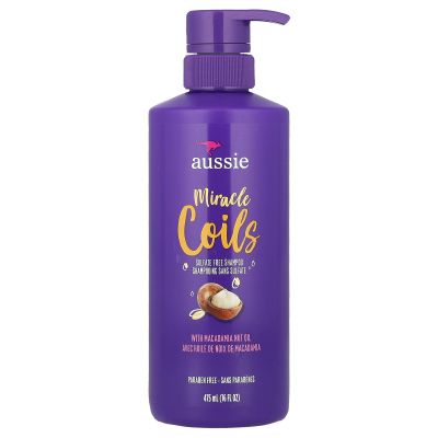 Aussie Shampoo Miracle Coils 16 Ounce Pump (Sulfate-Free) (Pack of 2)