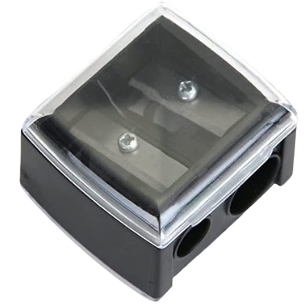 Eyeliner Sharpener Makeup Pencil Sharpener Dual Holes Eye Pencil Sharpener with Cover Portable Cosmetic Pencil Sharpeners for Eyebrow Eyeliner Pencil Makeup ToolsUseful Design