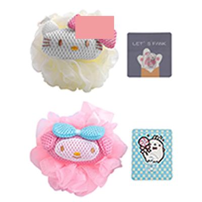 2 Pack Anime Bath Shower Loofah Sponges Pink Exfoliating Loofah Cute Body Loofah Sponge Womens Cute Shower Loofah Cute Cleaning Sponges Pop Anime Cat Rabbit Cartoon Cleaning Sponges with Hooks Kit