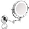 8 Inches LED Lighted Wall Mount Makeup Mirror Double Sided with Magnification, 360 Swivel Vanity Mirror Bathroom Cosmetic Mirror Extension Chrome Finish, Plug Powered (Color : 7X) view 1