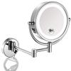 8 Inches LED Lighted Wall Mount Makeup Mirror Double Sided with Magnification, 360 Swivel Vanity Mirror Bathroom Cosmetic Mirror Extension Chrome Finish, Plug Powered (Color : 10x) view 1