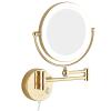8 Inch Gold Makeup Mirror, Double Sided Magnification Mirror with LED Light, Bathroom Extendable Wall-Mounted Vanity Shaving Mirror with Switch Plug (Color : 7X) view 4