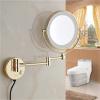 8 Inch Gold Makeup Mirror, Double Sided Magnification Mirror with LED Light, Bathroom Extendable Wall-Mounted Vanity Shaving Mirror with Switch Plug (Color : 3X) view 3