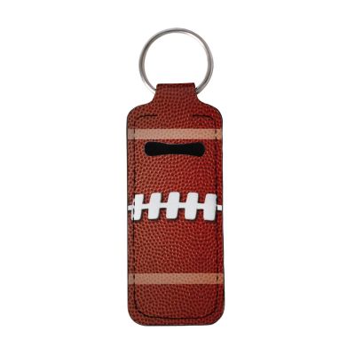 Baxinh Soft Ball Base Ball Chapstick Holder Keychain Lip Balm Holder, Neoprene Chapstick Sleeve Keychain for Women Girl, Portable Automotive Decoration, Red