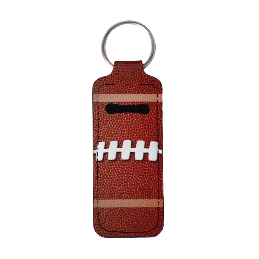Baxinh Soft Ball Base Ball Chapstick Holder Keychain Lip Balm Holder, Neoprene Chapstick Sleeve Keychain for Women Girl, Portable Automotive Decoration, Red