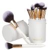 OMANIAC Makeup Brush Set Professional, 12 Pearlescent Wood Handle Makeup Brushes, Premium Cruelty-Free Synthetic Fiber Hair, Travel Make up Brushes Set with Case (White). view 1