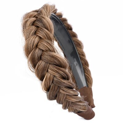 Gledola Wide Braided Headband With Teeth Braids Hairband With Tooth Synthetic Hair Band Plaited Hairband For Women (W-Yellow Earth)