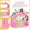 Chenille Letter Cosmetic Bag Set Nylon PVC Clear Waterproof Makeup Pouch Preppy Patch Travel Bag Zipper Multi Purpose Preppy Toiletry Organizer for Women Girls, Gym, Travel, Beach (7.1*5.1 inch,pink) view 3