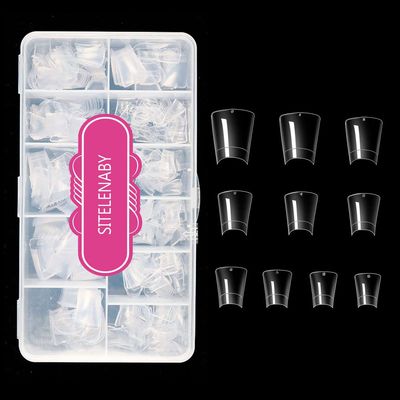 Duck Nail Tips 500PCSSITELENABY Clear Duck Feet Flare Tips for Acrylic Nails,Wide French Half Cover Nail Tips for Nail Salons and DIY French ABS Nail Art Tips 10 Size (500pcs Duck nail tips)