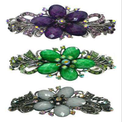 Set of 3 jcgy Large Barrettes Sparkly Crystals Thick Hair Hairclips for Women 0052-3purpleGrnOWcAB