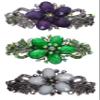 Set of 3 jcgy Large Barrettes Sparkly Crystals Thick Hair Hairclips for Women 0052-3purpleGrnOWjetCtr view 1