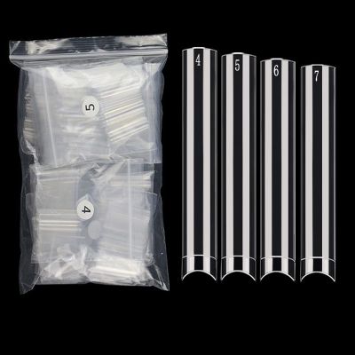 SWETIDY 600Pcs Refill False Nails, No C Curve Square 3XL Nail Tips (Size 4,5,6,7) ABS Material, Ideal for Salon & Home DIY