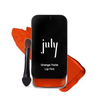 July Orange Twist Lip & Cheek Tint 3in1 for Lips Cheeks & Eyelids SPF 15 24hr Moisturization Vibrant Creamy Matte with Jojoba Seed Oil & Sweet Almond Oil 10gm (Orange)