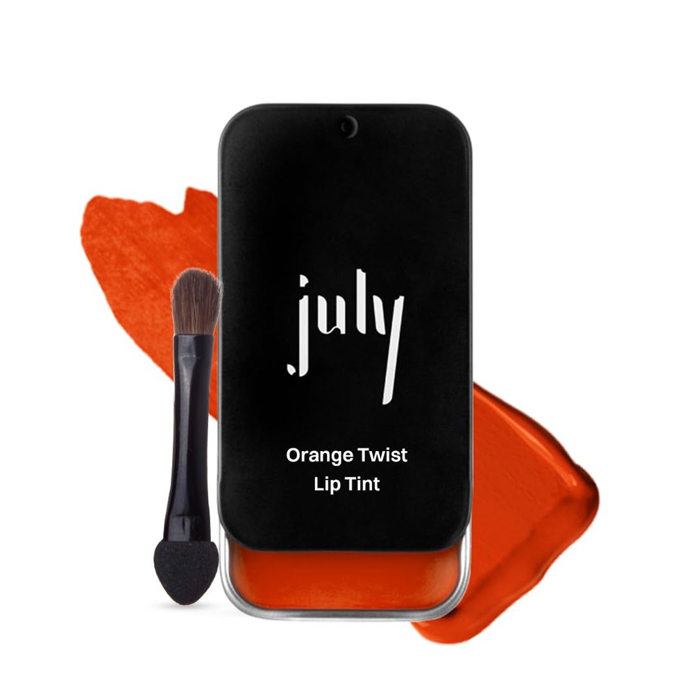 July Orange Twist Lip & Cheek Tint 3in1 for Lips Cheeks & Eyelids SPF 15 24hr Moisturization Vibrant Creamy Matte with Jojoba Seed Oil & Sweet Almond Oil 10gm (Orange)