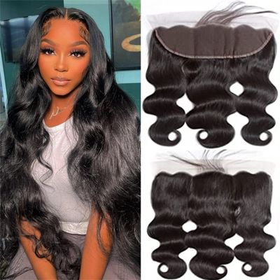 13x4 Body Wave HD Lace Frontal Human Hair 10 Inch Body Wave Ear to Ear Transparent Lace Frontal Only 100% Unprocessed Brazilian Virgin Human Hair Closure Pre Plucked with Baby Hair