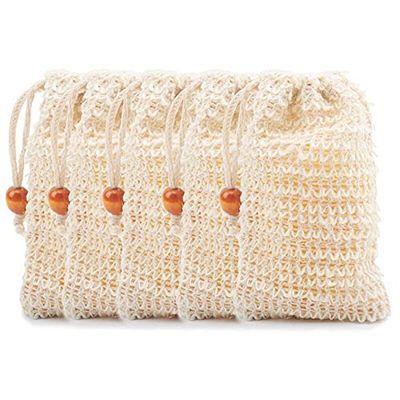 30 Pack Natural Ramie Soap Saver Pouch Homemade Soap Mesh Bag with Drawstring Soap Bags for Shower