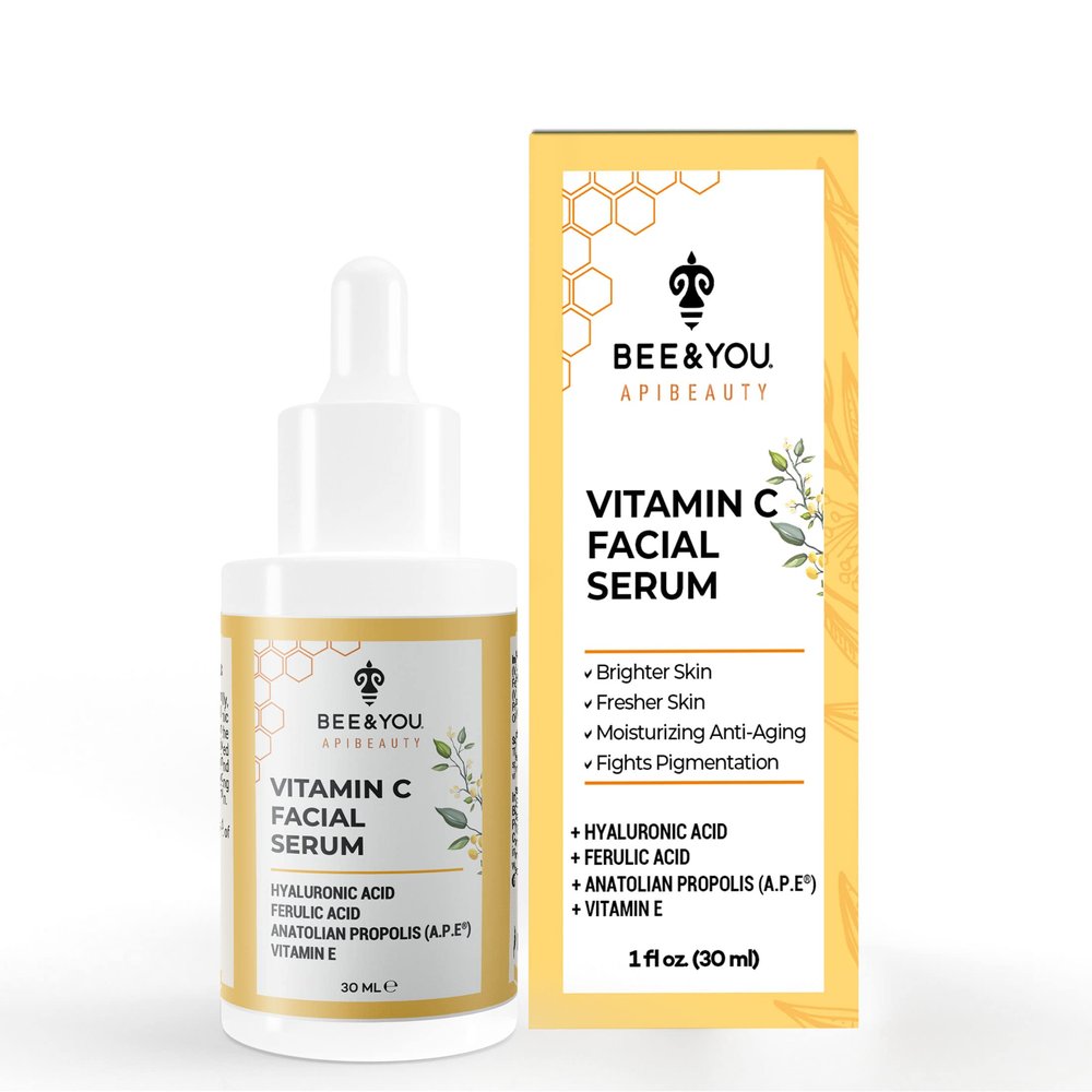 Bee and You Vitamin C Face Serum | Moisturizing Anti Aging, Reduce the Appearance of Dark Spots, Glow Up Skin Brightener with Propolis, Vitamin E & Ferulic Acid 1 fl oz