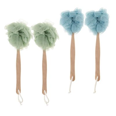 AAGAZA 4X Long Handled Exfoliating Bath & Shower Body Brush Back Scrubber Body Washing