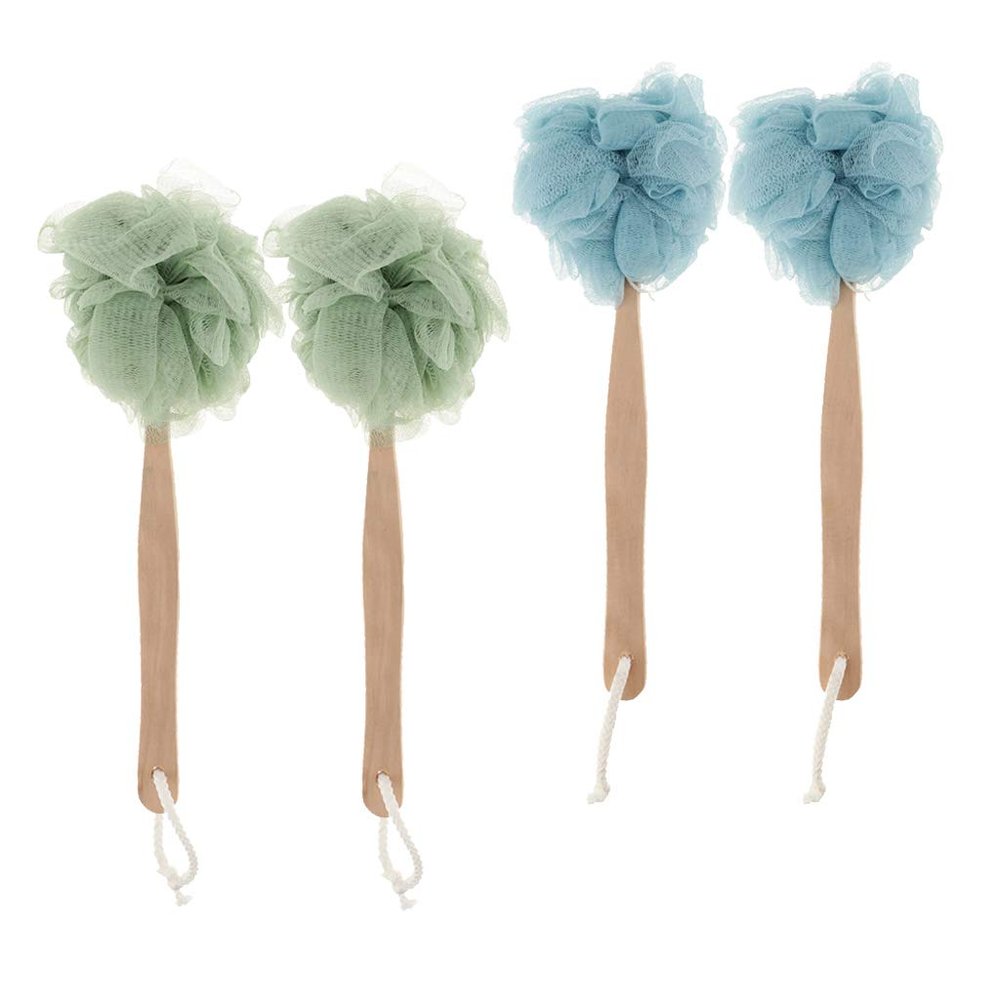 AAGAZA 4X Long Handled Exfoliating Bath & Shower Body Brush Back Scrubber Body Washing