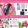 BCRMPT Chenille Letter Patch Clear Bag,Preppy Multi-purpose PVC&Nylon Clear Makeup Bag with Handles,Large Travel Makeup Toiletry Storage Zipper Pouch, Tote Bag for Women (Rose Red-STUFF) view 4