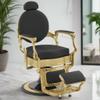 BarberPub Vintage Barber Chair All Purpose Hydraulic Recline, Heavy Duty Metal Frame Retro Salon Beauty Spa Equipment 8857 (Gold Frame & Black Leather) view 2