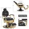BarberPub Vintage Barber Chair All Purpose Hydraulic Recline, Heavy Duty Metal Frame Retro Salon Beauty Spa Equipment 8857 (Gold Frame & Black Leather) view 3