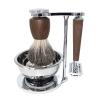 Magyfosia Professional Shaving Set for Men,Include Wet Shave Beard Safety Razor,10 Razor Blades,Rosewood Grain Handle Badger Hair Salon Shave Brush and Bowl Stand -Unique Gift for Father's Day view 1