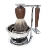 Magyfosia Professional Shaving Set for Men,Include Wet Shave Beard Safety Razor,10 Razor Blades,Rosewood Grain Handle Badger Hair Salon Shave Brush and Bowl Stand -Unique Gift for Father's Day view 4