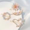 4 Rhinestone Hair Clips for Women Girls, Decorative Bobby Pins, Glitter Crystal Flower Hairpin, Handmade Metal Barrettes Hair Jewelry Wedding Accessories Set (Gold) view 1