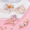 4 Rhinestone Hair Clips for Women Girls, Decorative Bobby Pins, Glitter Crystal Flower Hairpin, Handmade Metal Barrettes Hair Jewelry Wedding Accessories Set (Gold) view 4