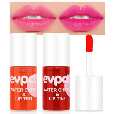 evpct 2Pcs Apple Strawberry Korean Water Pink Red Lip Tint Lip Inks Stain Set for Lips Cheeks Long Wear tintas de labios tinte para labios tinta de labios de larga duracion duracin