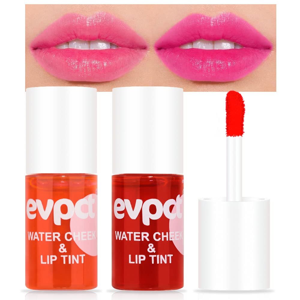 evpct 2Pcs Apple Strawberry Korean Water Pink Red Lip Tint Lip Inks Stain Set for Lips Cheeks Long Wear tintas de labios tinte para labios tinta de labios de larga duracion duracin