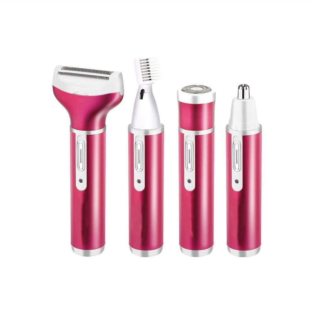 GIENEX Electric Epilator Hair Shaver for Women,4 in 1 Trimmer Remover Waterproof Razor for Bikini Area Nose Armpit Arm Leg,Rechargeable,Red