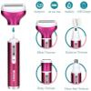 GIENEX Electric Epilator Hair Shaver for Women,4 in 1 Trimmer Remover Waterproof Razor for Bikini Area Nose Armpit Arm Leg,Rechargeable,Red view 2