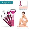 GIENEX Electric Epilator Hair Shaver for Women,4 in 1 Trimmer Remover Waterproof Razor for Bikini Area Nose Armpit Arm Leg,Rechargeable,Red view 4