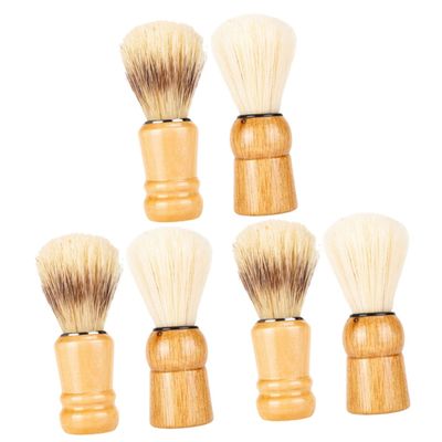 FRCOLOR 6pcs Men Shaving Brush Wood Handle Bristles for Smooth Shaving for Father Day Travel Home Use