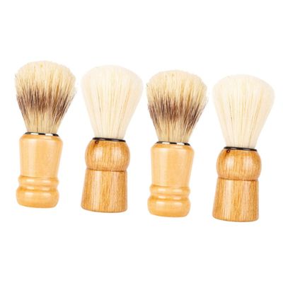 FRCOLOR 4pcs Men Shaving Brush Wood Handle Boar Bristle Beard Brush for Grooming and Styling Father Day for and Boyfriends