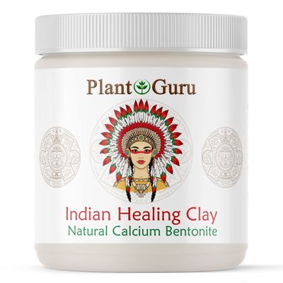 Plant Guru Calcium Bentonite Clay Powder 1 lb. - 100% Natural Indian Healing Clay - Deep Pore Cleansing Facial And Body Mask - Detox Clay for Face, Hair, Acne, and Bath.