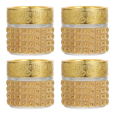 Cabilock Luxury Gold Glass Bottles 10g Cream Storage Bottle Lid Empty Round Container