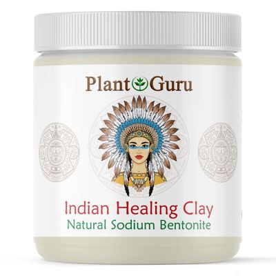 Plant Guru Sodium Bentonite Clay Powder 1 lb. - 100% Natural Indian Healing Clay - Deep Pore Cleansing Facial And Body Mask - Detox Clay for Face, Hair, Acne, and Bath.