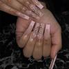 RikView French Tip Press on Nails Long Fake Nails Square Acrylic Nails Pink Nails for Women 24 PCs/Set(Long Square Pink) view 1