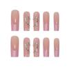 RikView French Tip Press on Nails Long Fake Nails Square Acrylic Nails Pink Nails for Women 24 PCs/Set(Long Square Pink) view 2