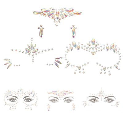 LALAFINA 3sheets Glow Dark Face Gems Stickers of Rhinestone Face Tattoos for Halloween Cosplay Party Decoration Easy to Apply