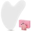 GUKOY Gua Sha Facial Tool Guasha Board Natural Jade Stone for SPA Acupuncture Therapy Trigger Point Treatment, Relieve Muscle Tensions Reduce Puffiness (White) view 1