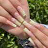 RikView Long Press on Nails Square Fake Nails Green & Pink Acrylic Nails Glossy Stick on Nails Full Cover Nails view 1