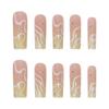 RikView Long Press on Nails Square Fake Nails Green & Pink Acrylic Nails Glossy Stick on Nails Full Cover Nails view 2