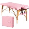 WELLHUT Massage Table 84 Inches Long Portable Massager Spa Lash Bed for Eye Extensions 2 Folding Tattoo Bed Height Adjustable Facial Cradle Salon Tables with Carrying Case, Pink view 1