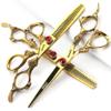 6 inch /7 inch salon professional salon scissors salon hairdresser hair cutting hairstyle pruning tools Japan 440c high hardness stainless steel golden (6 inch 3pc) view 1